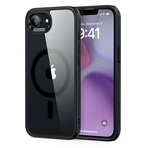 ESR Classic Hybrid HaloLock transparentní-černá / Pouzdro / iPhone 16e/17e / MagSafe
