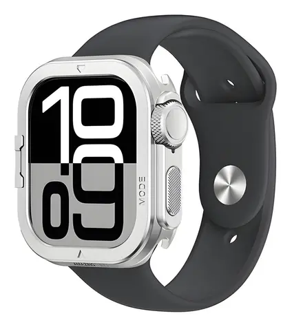 AmazingThing Titan Pro stříbrná / Ochranný kovový kryt / Apple Watch 11 46 mm / hliníkový