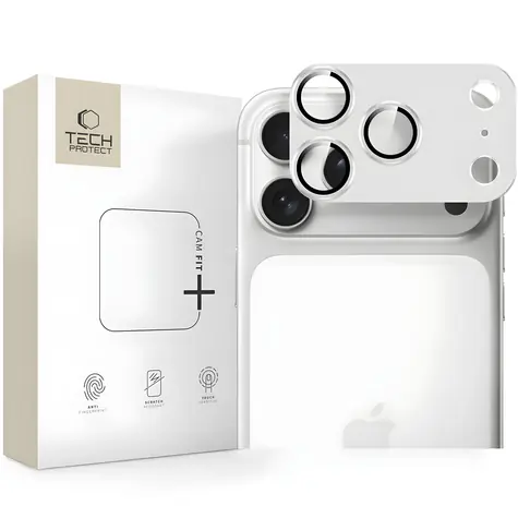 Tech-Protect Camfull Fit+ stříbrná / Ochranné sklo fotoaparátu / Apple iPhone 17 Pro Max / Tvrzené sklo