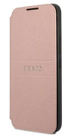 Guess GUBKS22MPSASBPI S22+ růžová / Flipové pouzdro / Samsung Galaxy S22+ / Saffiano Stripes