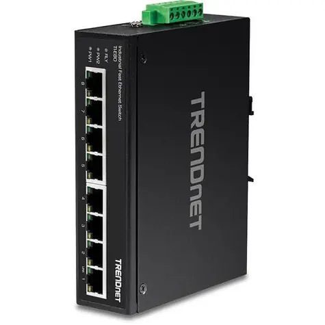 TRENDnet Průmyslový switch DIN lišta / Switch / 8-port Fast Ethernet / Unmanaged / IP30
