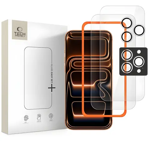 Tech-Protect Easy Set+ / Ochranné sklo / Apple iPhone 16 Pro Max, 17 Pro Max / 3 ks / Temperované