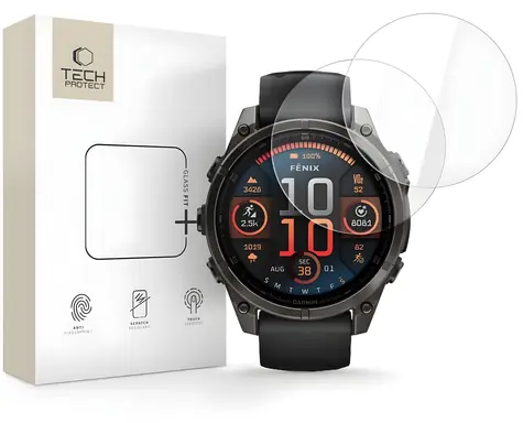 Tech-Protect Glass Fit+ čirá / Ochranné tvrzené sklo pro smartwatch / Garmin Fenix 8 47mm / 2 ks
