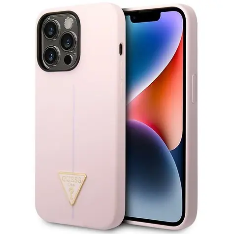 GUESS Silicone Triangle fialová / Zadní kryt / Apple iPhone 14 Pro