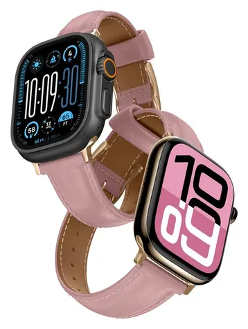 AmazingThing Class Band růžová / Kožený řemínek / Apple Watch 45/46/49 mm