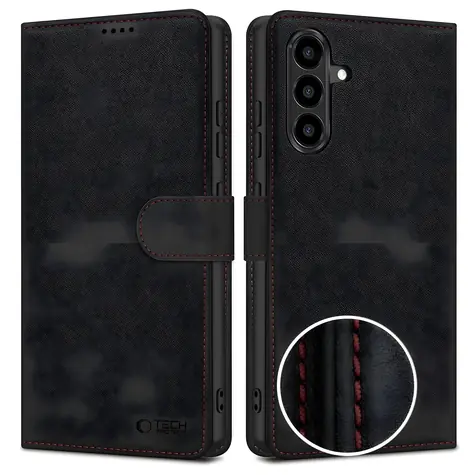 Tech-Protect Wallet Case černá/červená / Pouzdro-knížka / Samsung Galaxy A57 5G