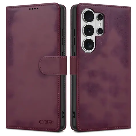 Tech-Protect Wallet vínová / Pouzdro pro Samsung Galaxy S26 Ultra / peněženka / stojánek