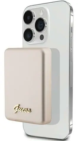 Guess MagSafe Metal Script Logo 3000mAh zlatá / Powerbanka / bezdrátové nabíjení 5W