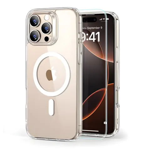 ESR Classic Hybrid HaloLock transparentní / Pouzdro + tvrzené sklo / Apple iPhone 16 Pro Max / MagSafe