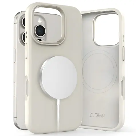 Tech-Protect Silicone PU béžová / Kryt / Apple iPhone 16 Pro / MagSafe / Silikon