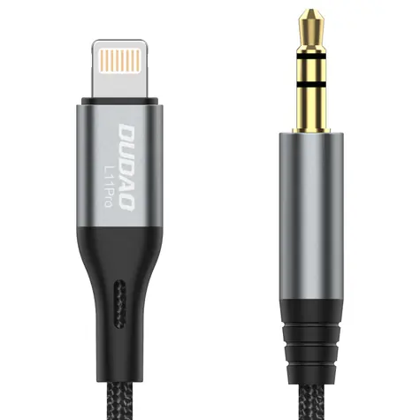 Dudao L11PRO šedá / Audio kabel / Lightning / mini jack 3,5 mm / 1 m