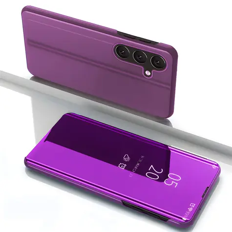 Hurtel Clear View Case s klopou růžová / Flipové pouzdro / Samsung Galaxy S25 / průhledné okénko