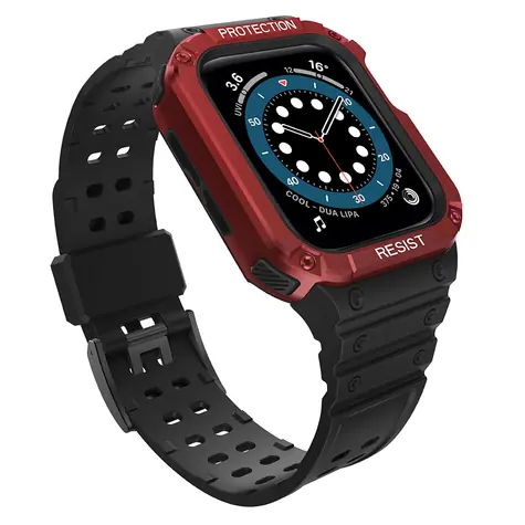 Hurtel Protect Strap pro Apple Watch 38/40/41 mm černá, červená / Řemínek / S ochranným krytem / Odolný