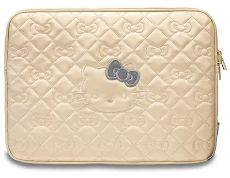 Hello Kitty PU Quilted Bows zlatá / Pouzdro na notebook / 14
