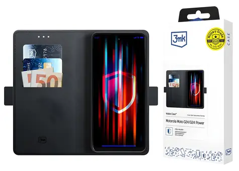 3mk Wallet Case černá / Ochranný kryt / POCO X8 Pro / Peněženka a stojánek / Nylon