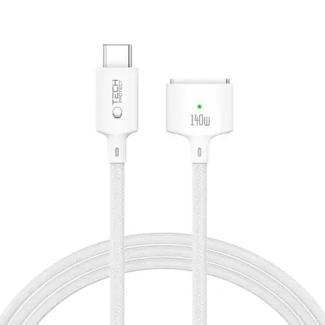 Tech-Protect Ultraboost MMC01 bílá / Nabíjecí kabel / USB-C - MagSafe 3 / 140W / 2 m