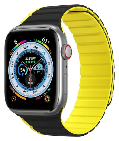 Dux Ducis Magnetic řemínek černo-žlutý / Řemínek pro Apple Watch / 38/40/41 mm / SE, 9-1