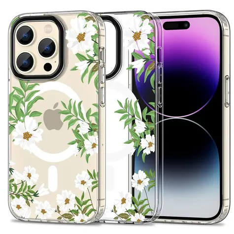 Tech-Protect MagMood sedmikrásky s lístky / Pouzdro pro Apple iPhone 15 Pro / MagSafe