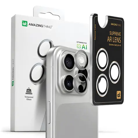 AmazingThing AR Aluminum stříbrná / Ochranné sklo fotoaparátu / Apple iPhone 16 Pro / 16 Pro Max / 3 čočky