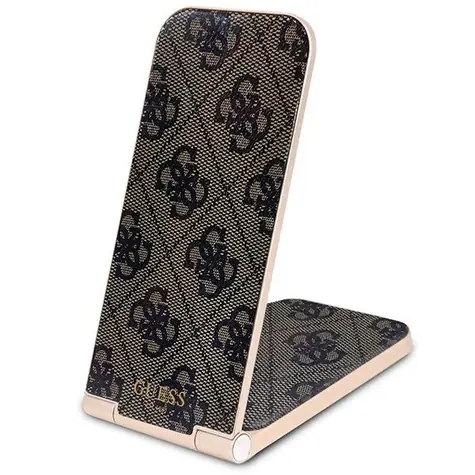 Guess 4G Pattern MagSafe hnědá / Skládací bezdrátová nabíječka 2v1 / 15W