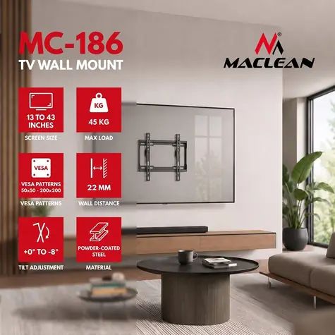 Maclean MC-186 černá / Nástěnný držák pro TV / 13-43