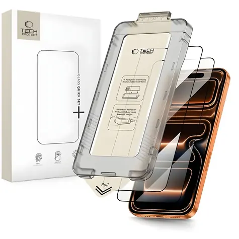 Tech-Protect Quick Set+ černá / Ochranné sklo / Apple iPhone 17 Pro / 2 ks / Tvrzené sklo