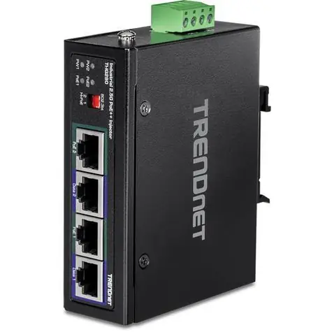 TRENDnet TI-IG290 / Průmyslový PoE injektor / IEEE802.3bt / 95 W / 2x 2,5 Gigabit / IP30 / -40~75 °C