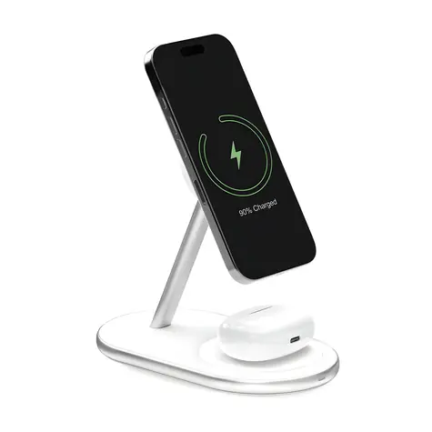 Puro Mag Station 2v1 bílá / Bezdrátová nabíječka / MagSafe / telefon + sluchátka