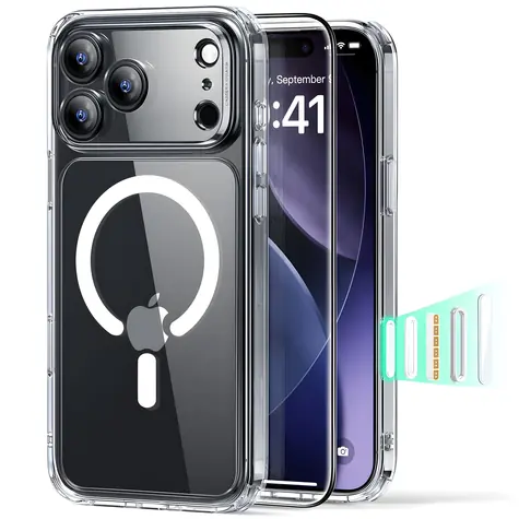 ESR Classic Hybrid MagSafe transparentní / Sada krytu a skla / Apple iPhone 17 Pro Max / MagSafe