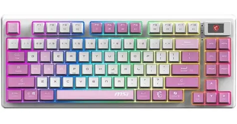 MSI FORGE GK600 TKL fialová / Herní klávesnice / drátová / US layout / podsvícená / 83 kláves
