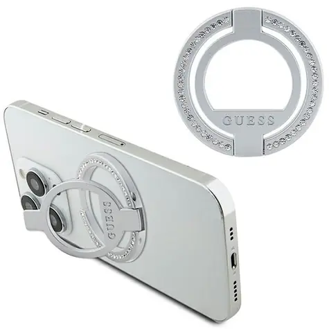 GUESS Rhinestones MagSafe Ringstand stříbrná / Držák / MagSafe