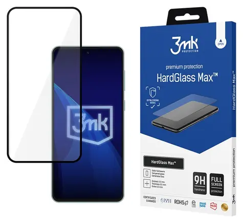 3mk HardGlass Max Black / Tvrzené sklo / Samsung Galaxy M55 / 9H / 0,3 mm