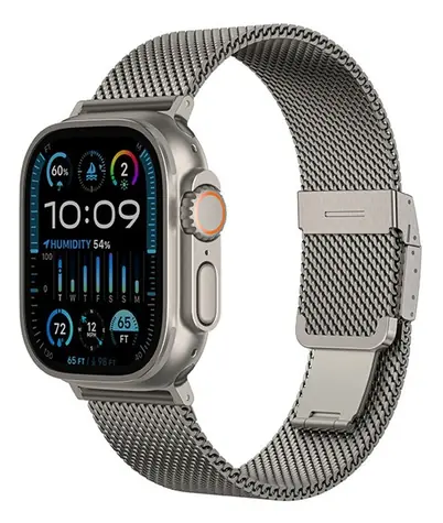 AmazingThing Titan Premium stříbrná / Řemínek / Apple Watch 38/40/41/42/44/45/46/49 mm / Kov