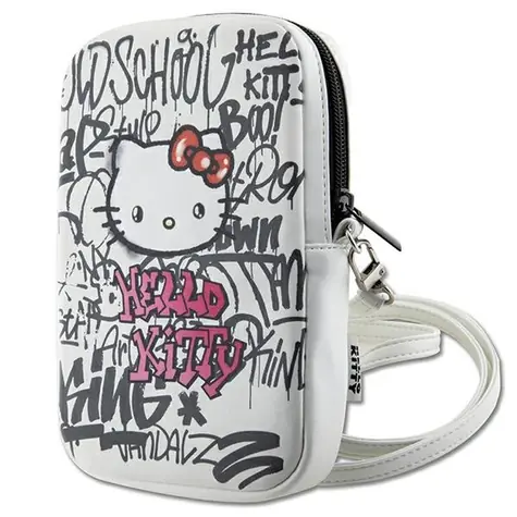 Hello Kitty Graffiti Kitty Head Bag bílá / Taška na mobilní telefon
