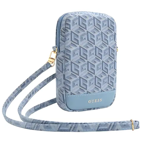 GUESS PU G Cube Zip Bottom Stripe modrá / Kabelka na telefon / Kůže PU