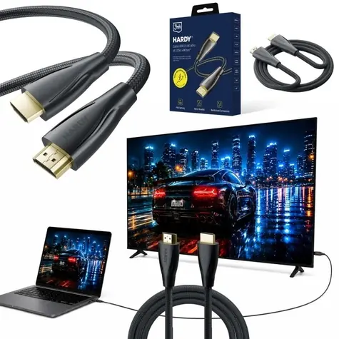 3mk HARDY HDMI 2.1 1,5 m černá / Kabel HDMI / Ultra High Speed / 8K 60Hz / 4K 120Hz / 48 Gbps / eARC