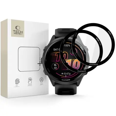 Tech-Protect Glass Flex+ sklo pro Garmin Forerunner 970/570 47mm černé / Hybridní ochranné sklo / 2 ks v balení
