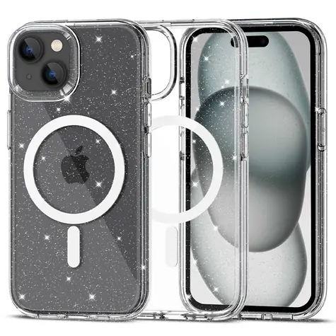 Tech-Protect FlexAir Hybrid průhledná se třpytkami / Kryt na iPhone 15 / MagSafe