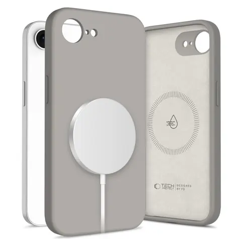 Tech-Protect Silicone MagSafe šedá / Kryt / Apple iPhone 16e, 17e / MagSafe / Silikon