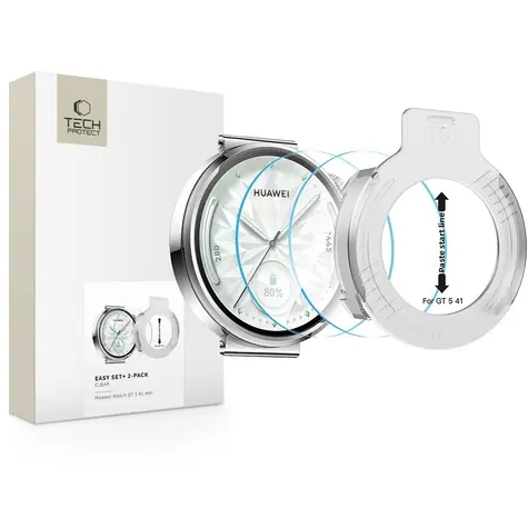 Tech-Protect Easy Set+ transparentní / Tvrzené sklo pro chytré hodinky / Huawei Watch GT 5 41 mm / 2 ks