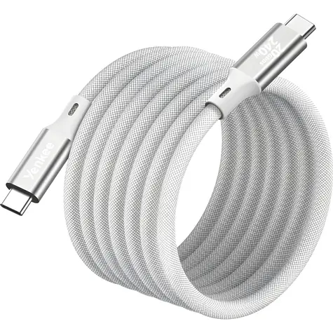 YENKEE YCU 05WH MAGNETIC bílá / Magnetický kabel USB-C/USB-C / 240 W / 20 Gb/s / 1,5 m / 4K 60Hz
