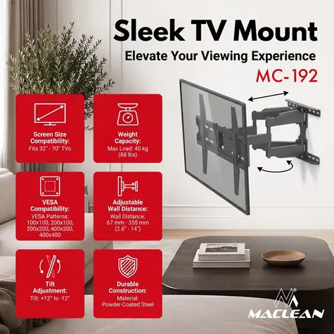 Maclean nástěnný držák TV černá / Nástěnný držák pro TV / 32-70