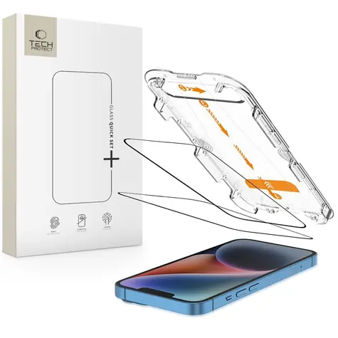 Tech-Protect Quick Set+ / Ochranné sklo / Apple iPhone 13/13 Pro/14/16e/17e / 2 ks / Tvrzené sklo
