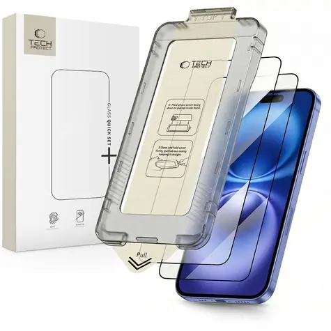Tech-Protect Quick Set+ pro Apple iPhone 15/16 / Ochranné tvrzené sklo / 2 ks