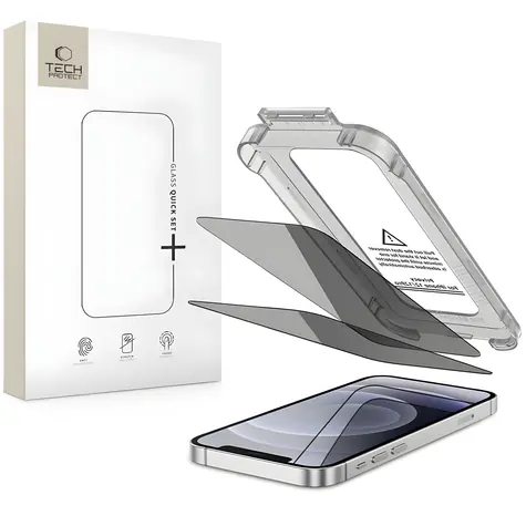 Tech-Protect Quick Set Spy+ pro Apple iPhone 12/12 Pro / Ochranné sklo / Privacy filtr / 2 ks