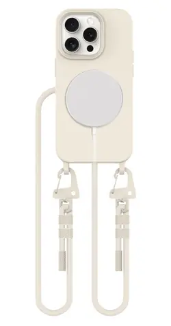 Tech-Protect MagNecklace béžová / Kryt / Apple iPhone 15 Pro / MagSafe / se šňůrkou