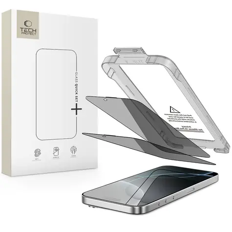 Tech-Protect Quick Set Spy+ / Ochranné sklo / Apple iPhone 16 Pro Max / Privacy / 2ks