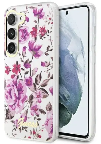 Guess GUHCS23SHCFWST S23 bílá / Zadní kryt / Samsung Galaxy S23 / Flower Collection