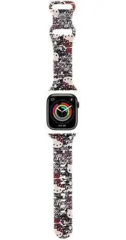 Hello Kitty Silicone Tags Graffiti béžová / Řemínek pro Apple Watch / 38/40/41mm
