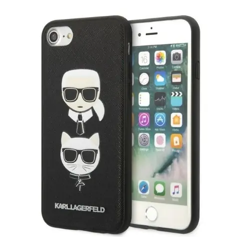 Karl Lagerfeld Saffiano Karl & Choupette černá / Kryt / pro Apple iPhone 7 & 8 & SE 2020 & SE 2022